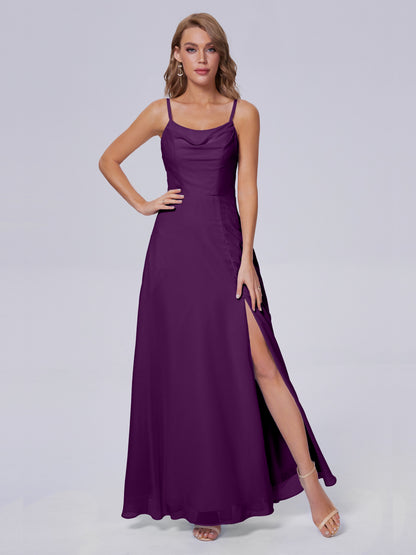 Reese Modest Split Chiffon Long Bridesmaid Dresses