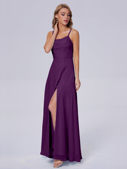 Reese Modest Split Chiffon Long Bridesmaid Dresses