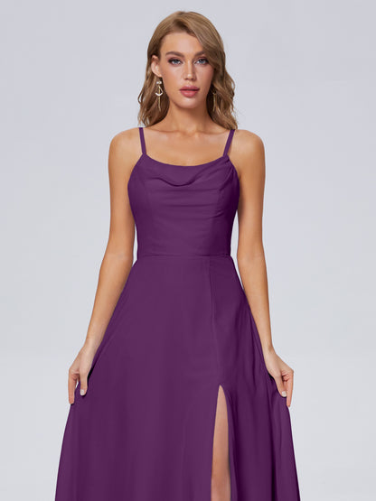Reese Modest Split Chiffon Long Bridesmaid Dresses
