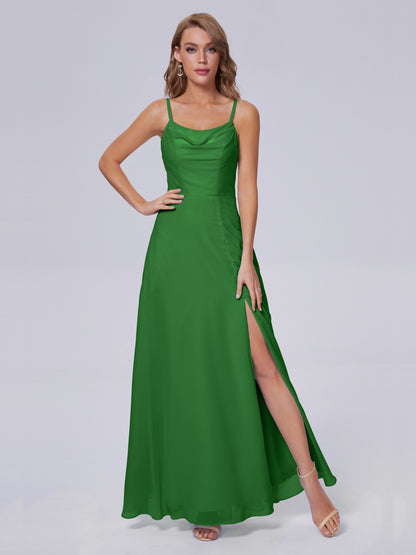 Reese Modest Split Chiffon Long Bridesmaid Dresses