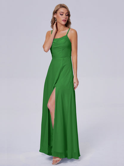 Reese Modest Split Chiffon Long Bridesmaid Dresses