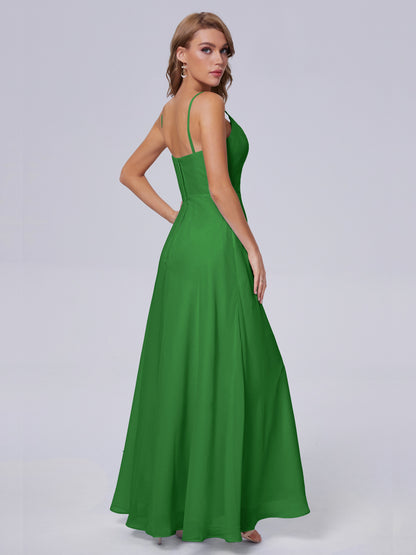 Reese Modest Split Chiffon Long Bridesmaid Dresses