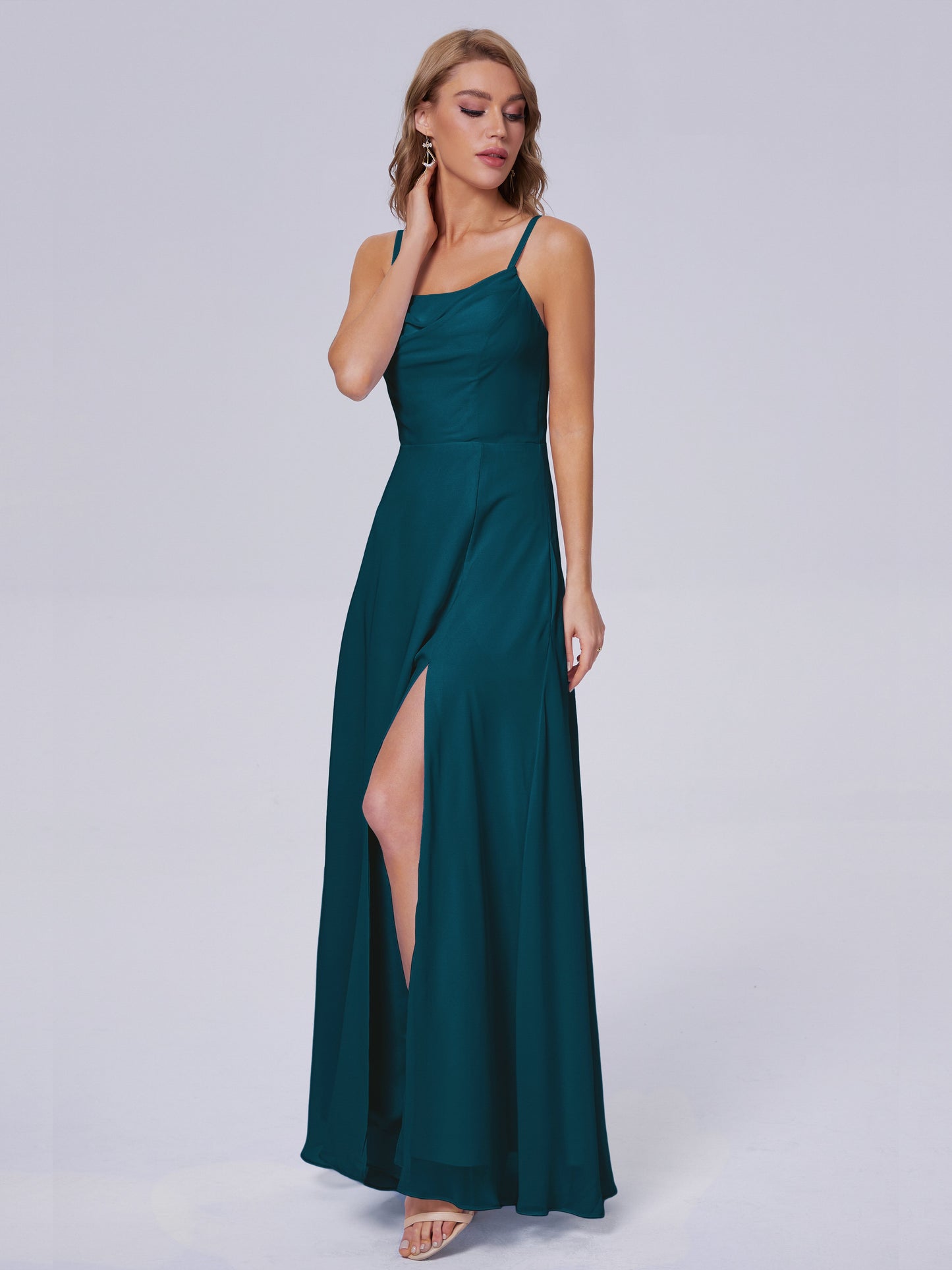 Reese Modest Split Chiffon Long Bridesmaid Dresses