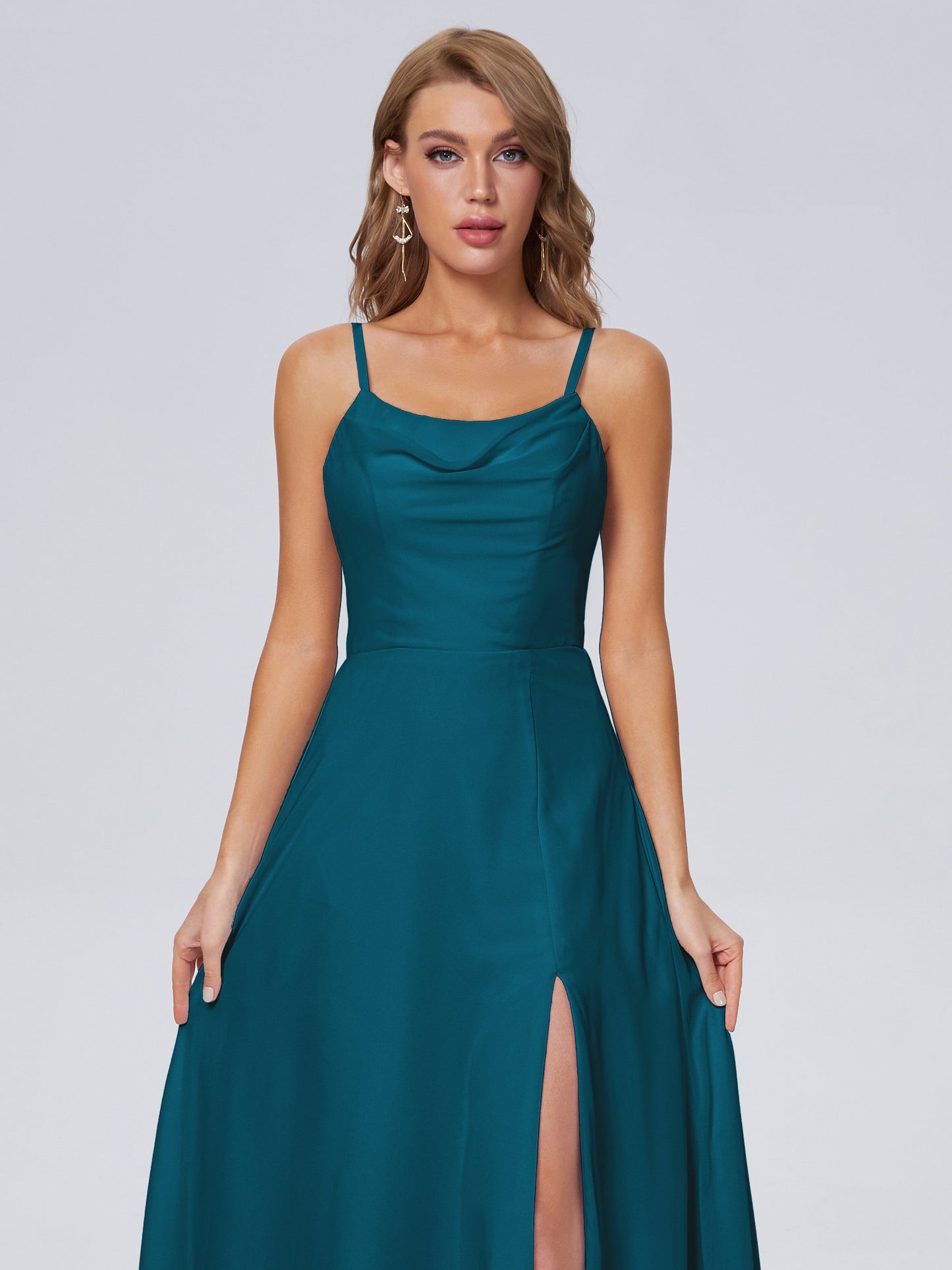 Reese Modest Split Chiffon Long Bridesmaid Dresses