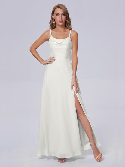 Reese Modest Split Chiffon Long Bridesmaid Dresses