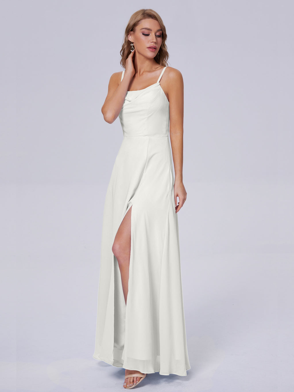 Reese Modest Split Chiffon Long Bridesmaid Dresses