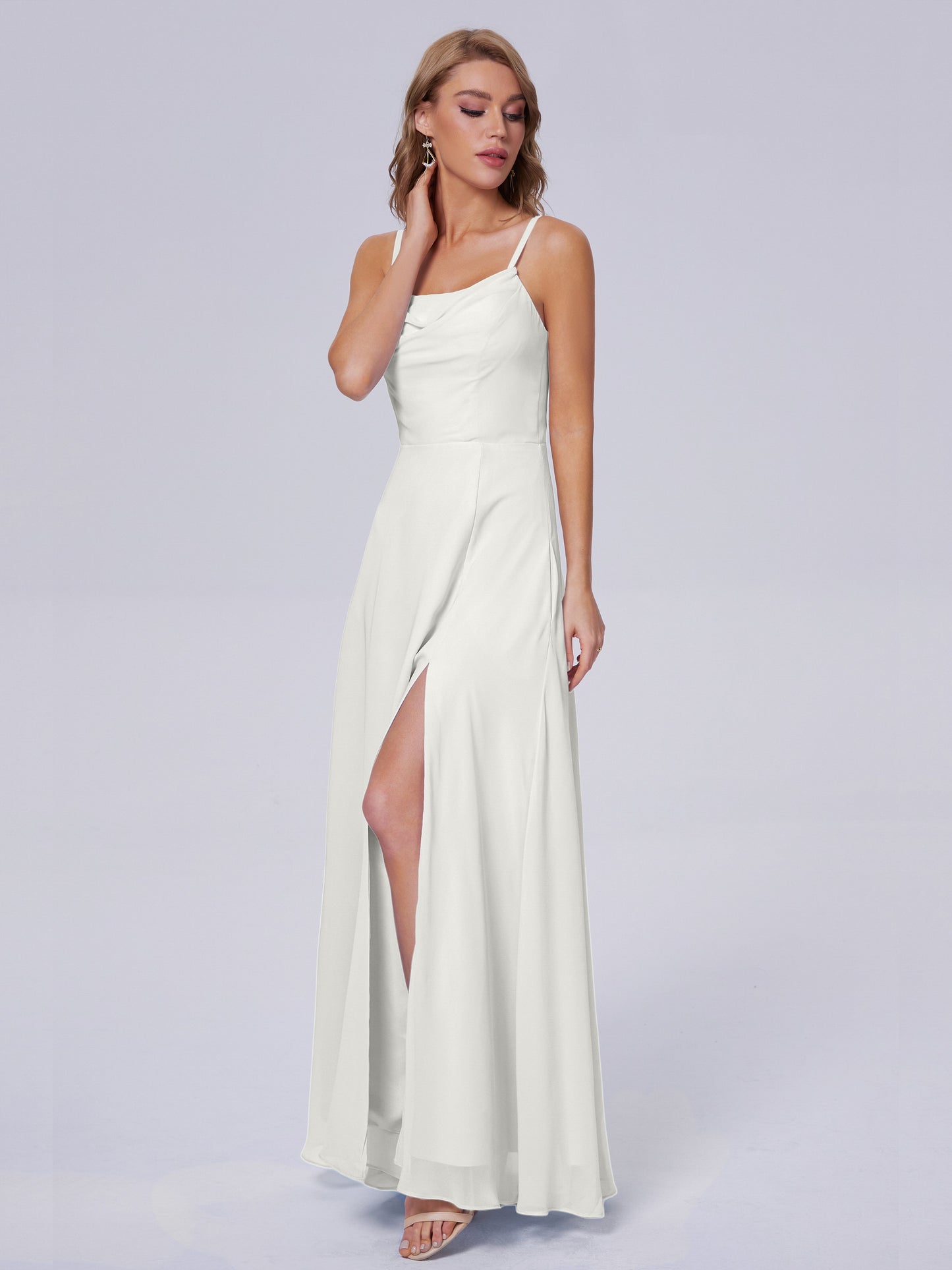 Reese Modest Split Chiffon Long Bridesmaid Dresses