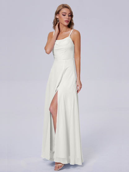 Reese Modest Split Chiffon Long Bridesmaid Dresses