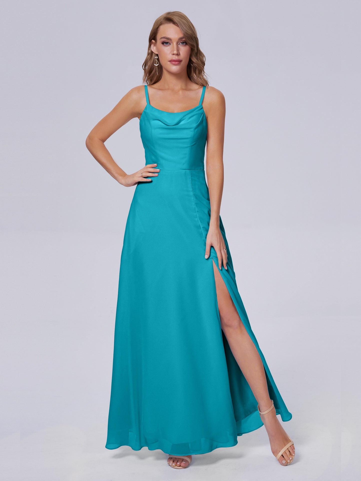 Reese Modest Split Chiffon Long Bridesmaid Dresses