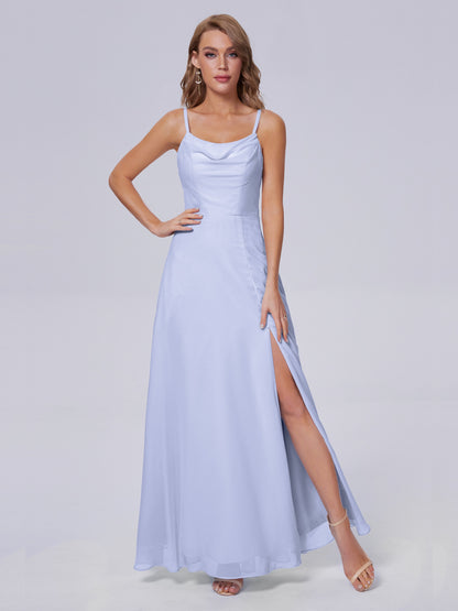 Reese Modest Split Chiffon Long Bridesmaid Dresses