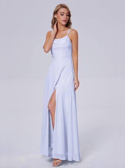 Reese Modest Split Chiffon Long Bridesmaid Dresses