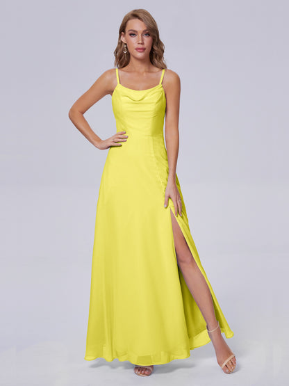 Reese Modest Split Chiffon Long Bridesmaid Dresses