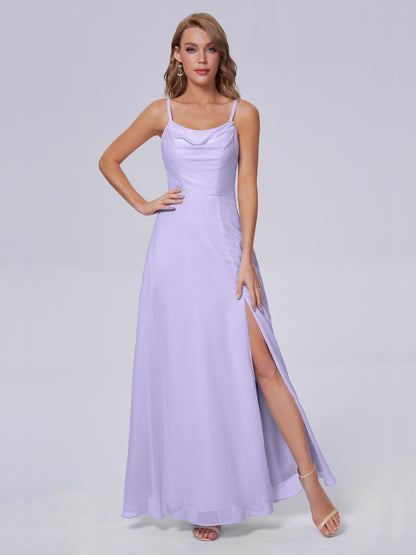 Reese Modest Split Chiffon Long Bridesmaid Dresses