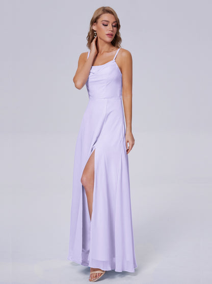 Reese Modest Split Chiffon Long Bridesmaid Dresses