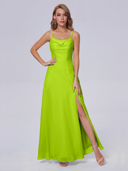 Reese Modest Split Chiffon Long Bridesmaid Dresses