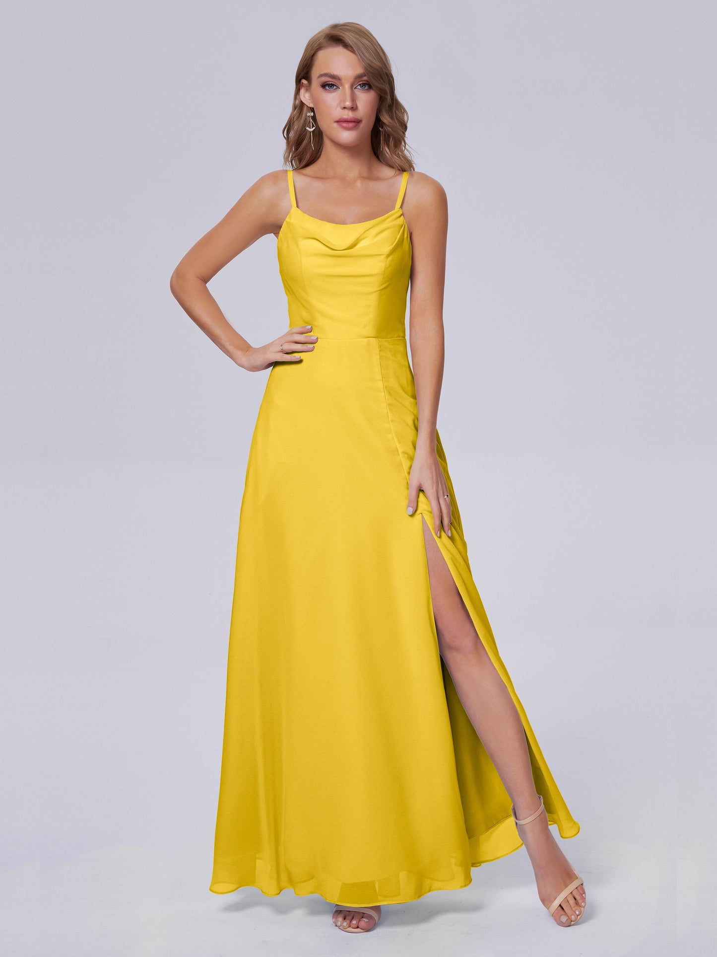 Reese Modest Split Chiffon Long Bridesmaid Dresses