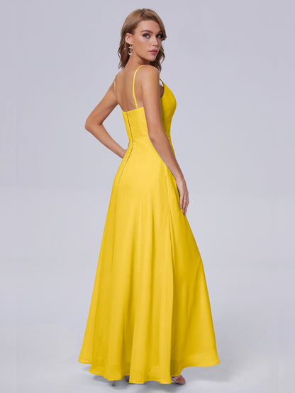 Reese Modest Split Chiffon Long Bridesmaid Dresses
