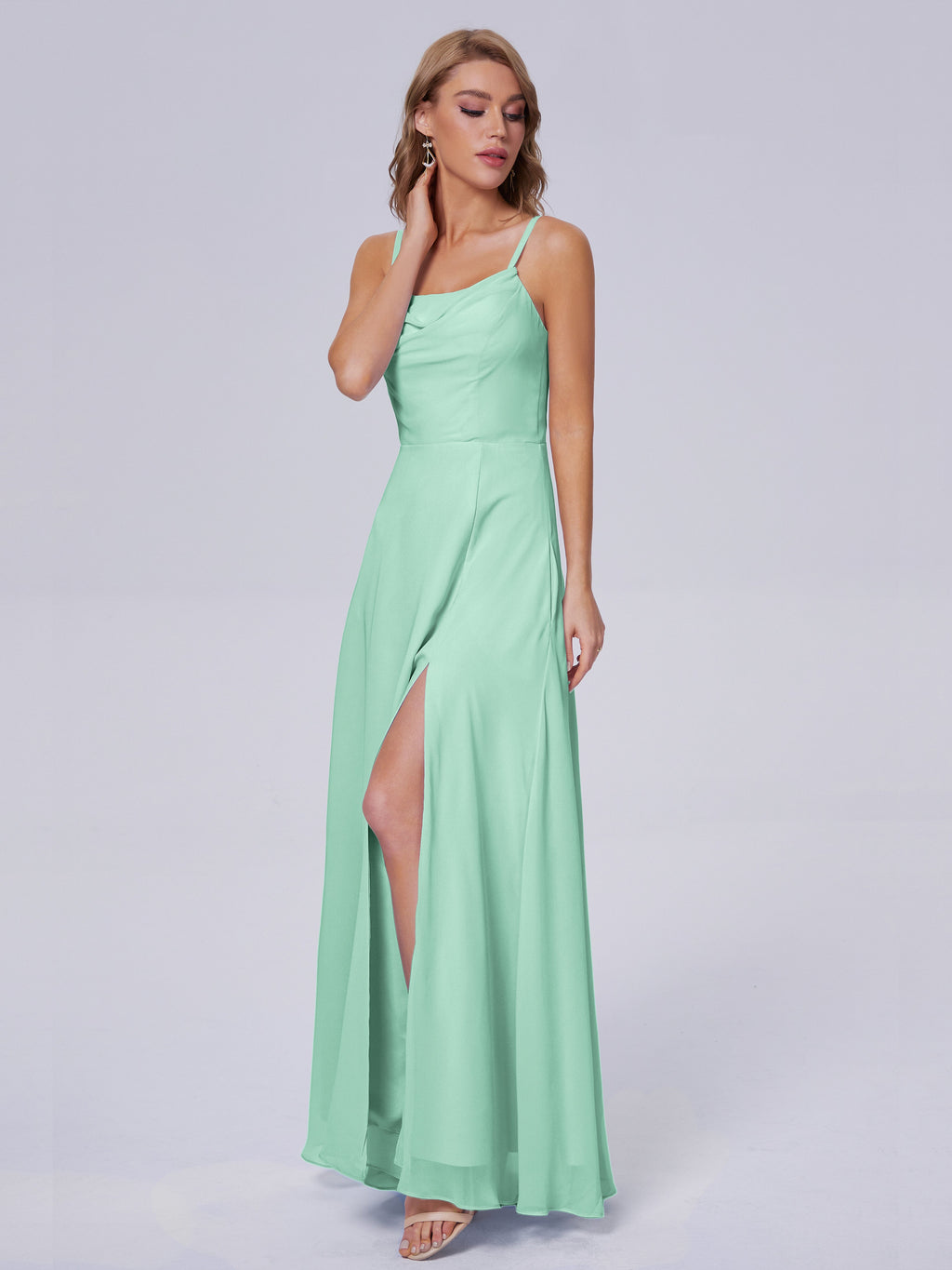 Reese Modest Split Chiffon Long Bridesmaid Dresses