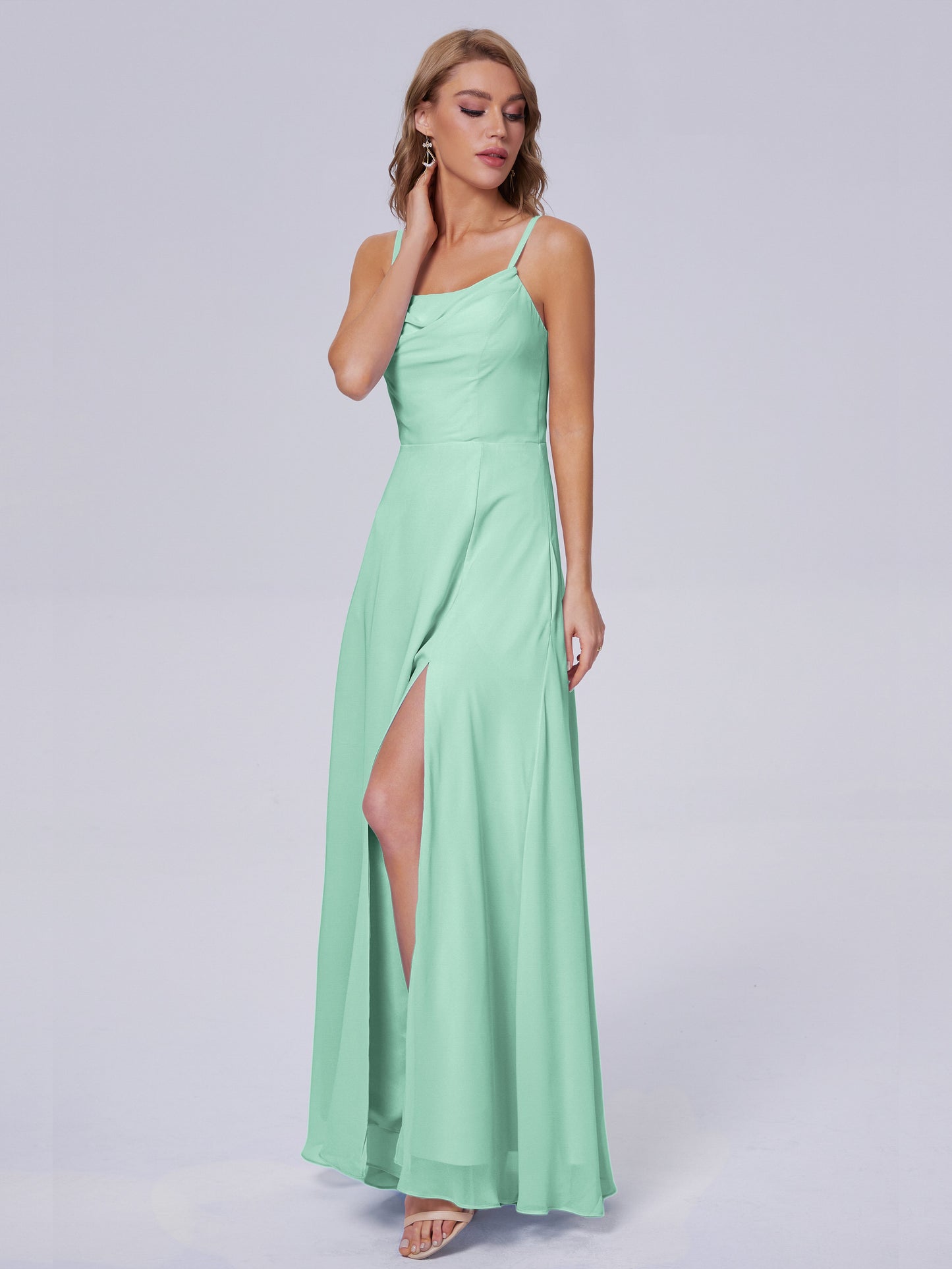 Reese Modest Split Chiffon Long Bridesmaid Dresses