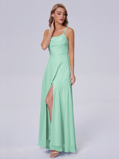Reese Modest Split Chiffon Long Bridesmaid Dresses