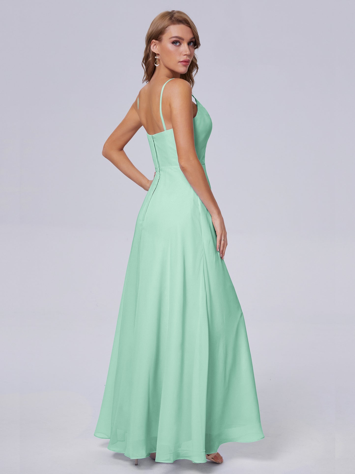 Reese Modest Split Chiffon Long Bridesmaid Dresses
