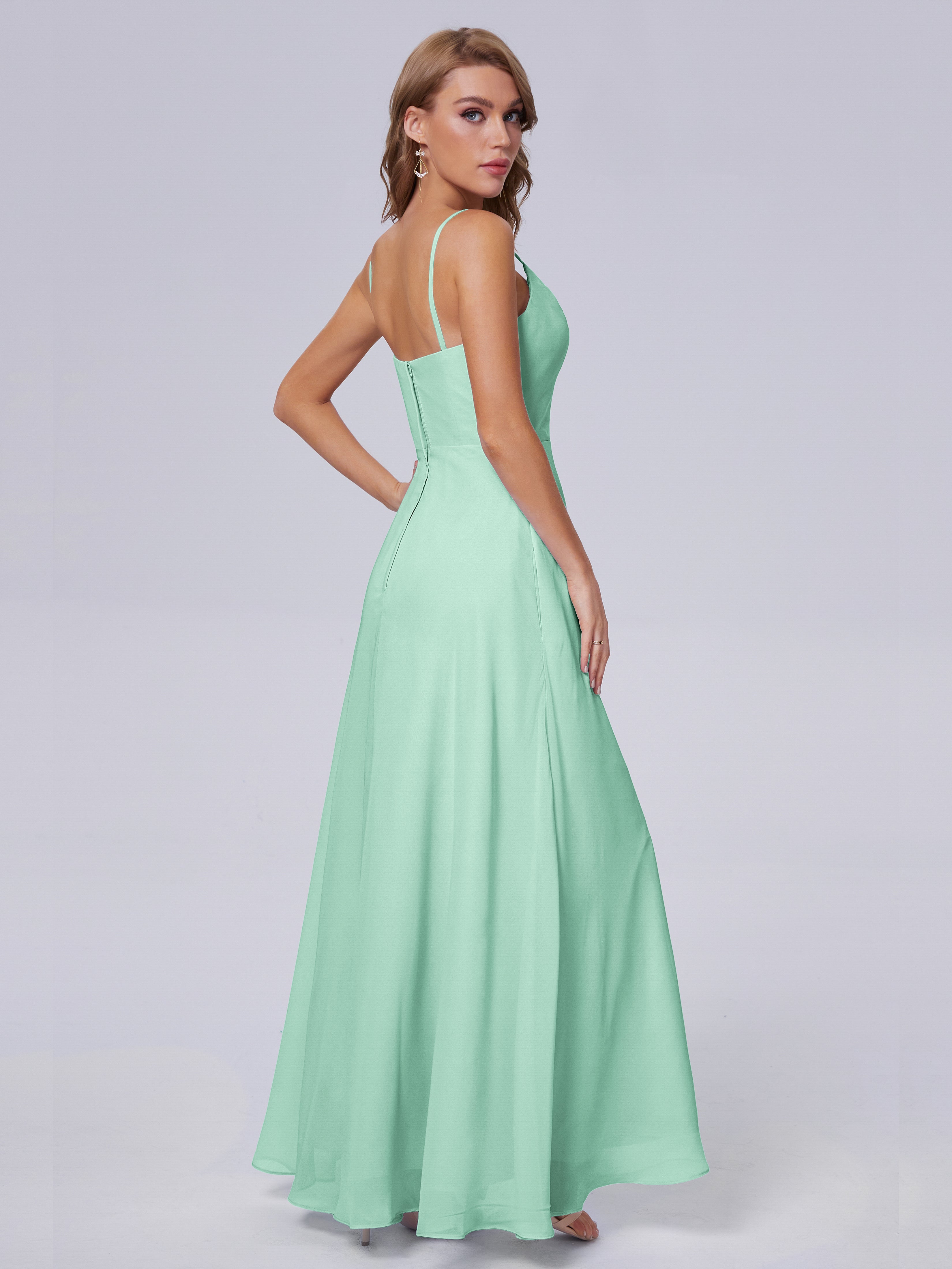 Reese Modest Split Chiffon Long Bridesmaid Dresses
