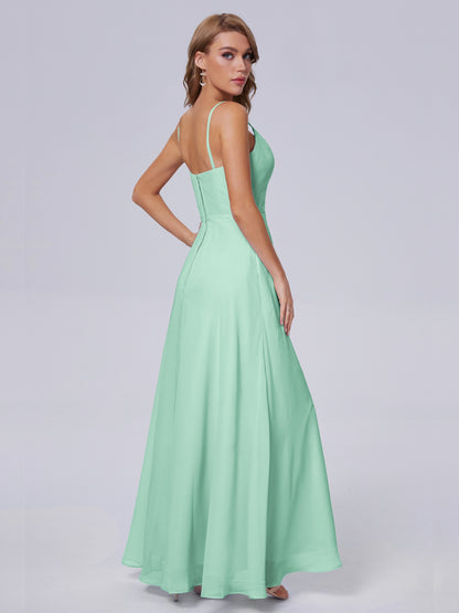 Reese Modest Split Chiffon Long Bridesmaid Dresses