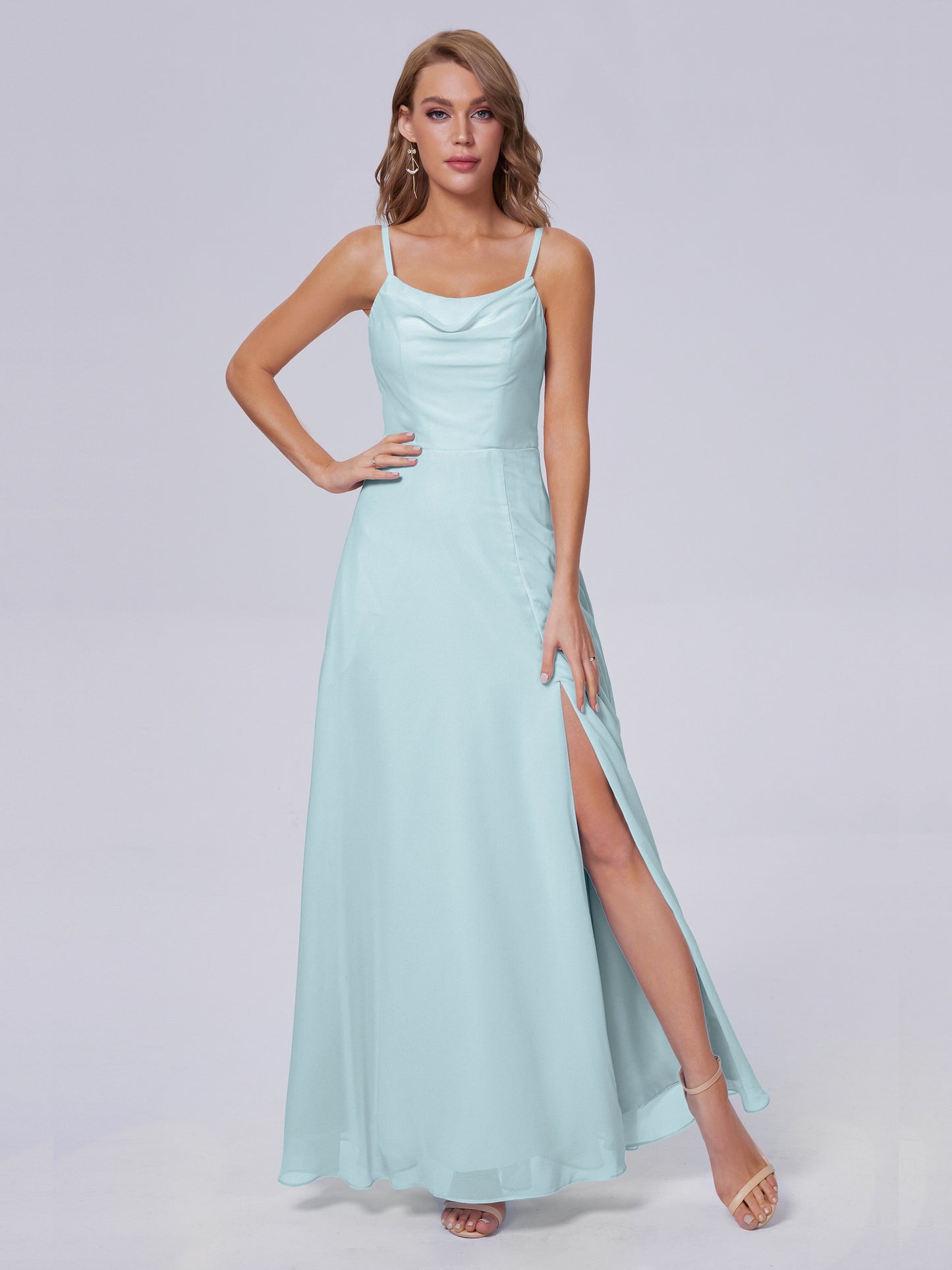Reese Modest Split Chiffon Long Bridesmaid Dresses