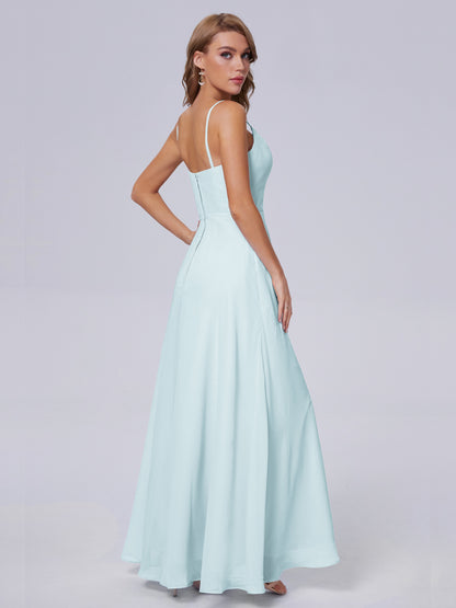 Reese Modest Split Chiffon Long Bridesmaid Dresses