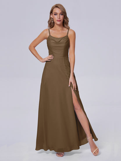 Reese Modest Split Chiffon Long Bridesmaid Dresses