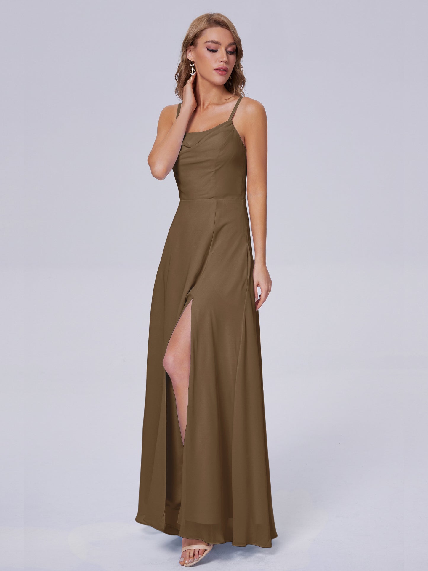 Reese Modest Split Chiffon Long Bridesmaid Dresses