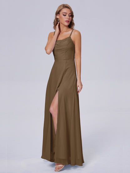 Reese Modest Split Chiffon Long Bridesmaid Dresses