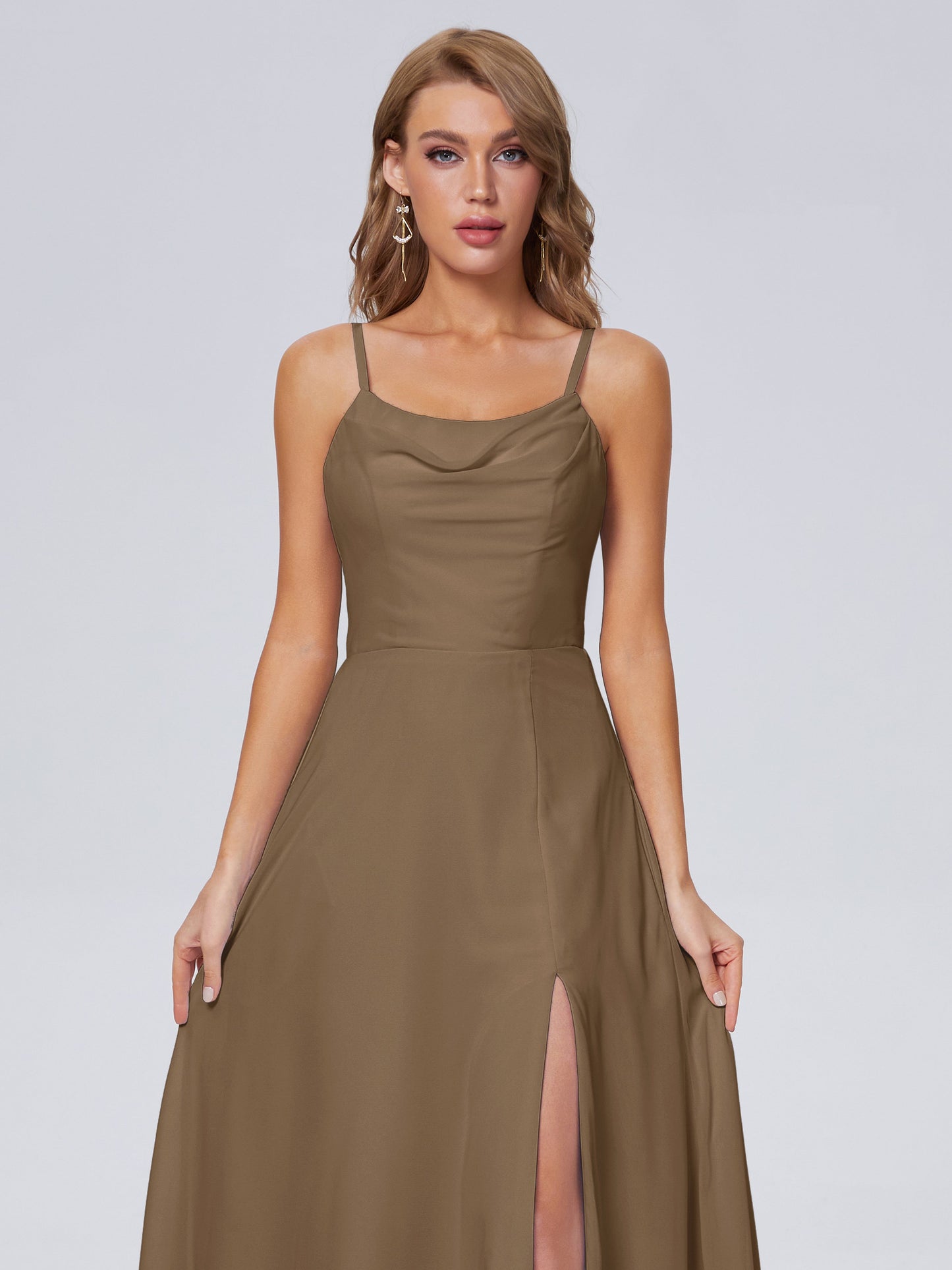 Reese Modest Split Chiffon Long Bridesmaid Dresses