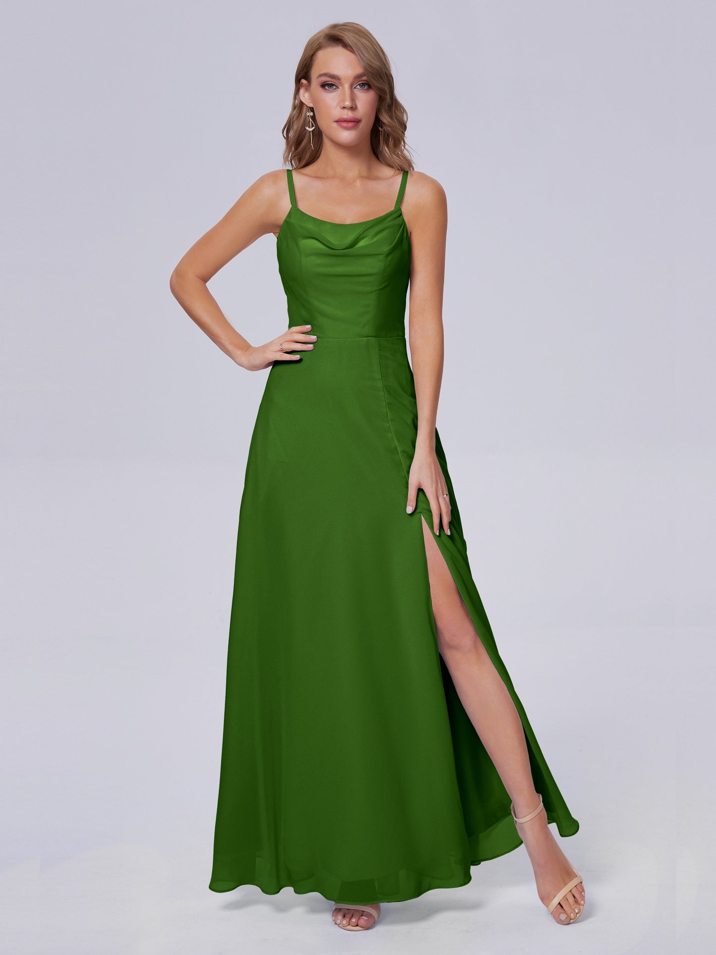 Reese Modest Split Chiffon Long Bridesmaid Dresses