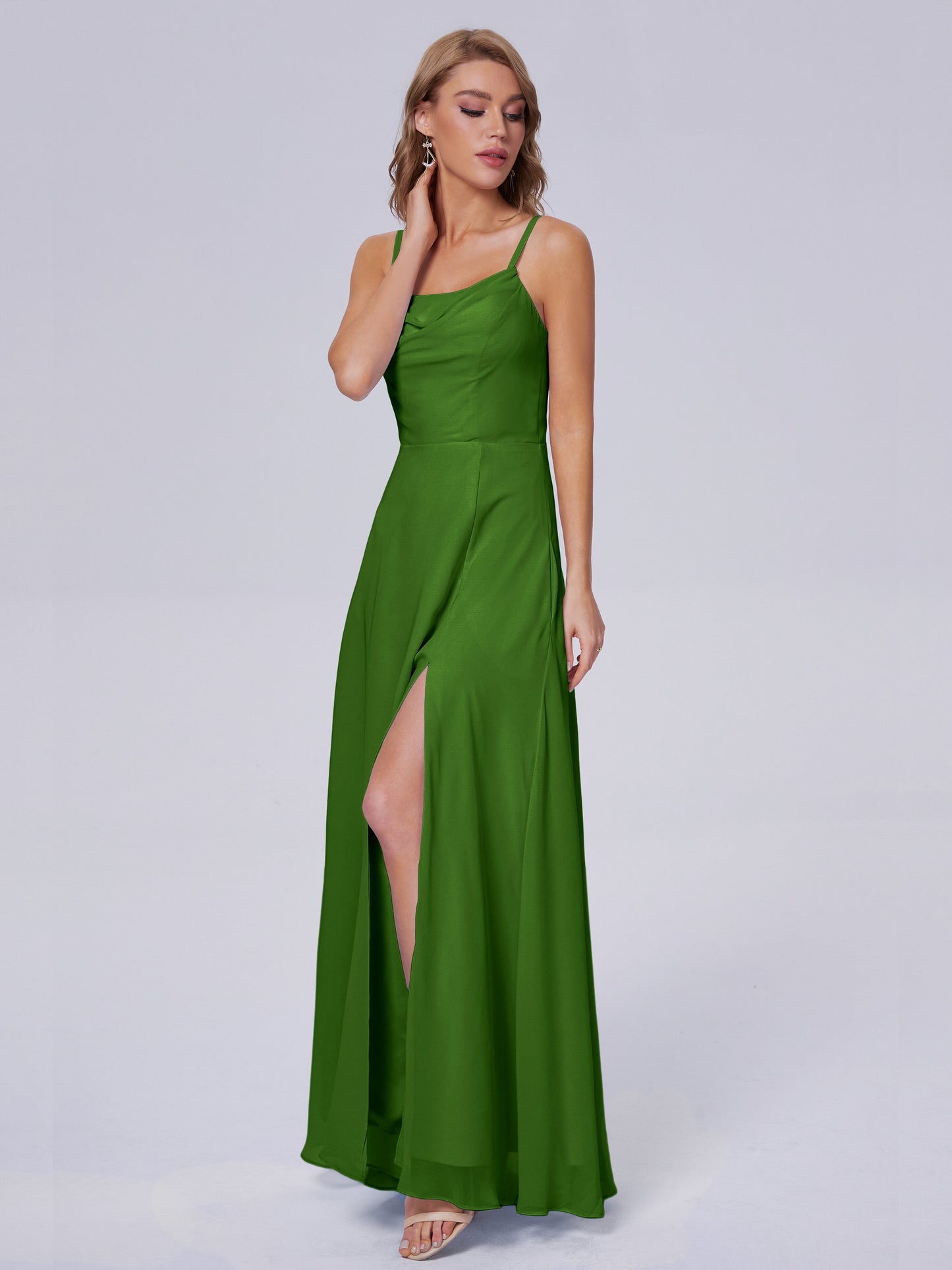 Reese Modest Split Chiffon Long Bridesmaid Dresses