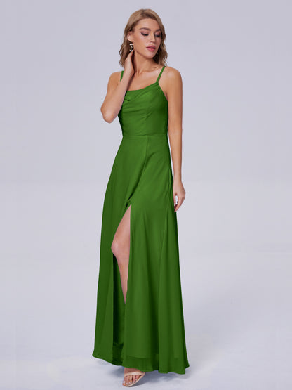 Reese Modest Split Chiffon Long Bridesmaid Dresses