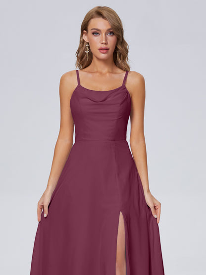 Reese Modest Split Chiffon Long Bridesmaid Dresses
