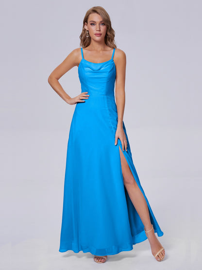 Reese Modest Split Chiffon Long Bridesmaid Dresses