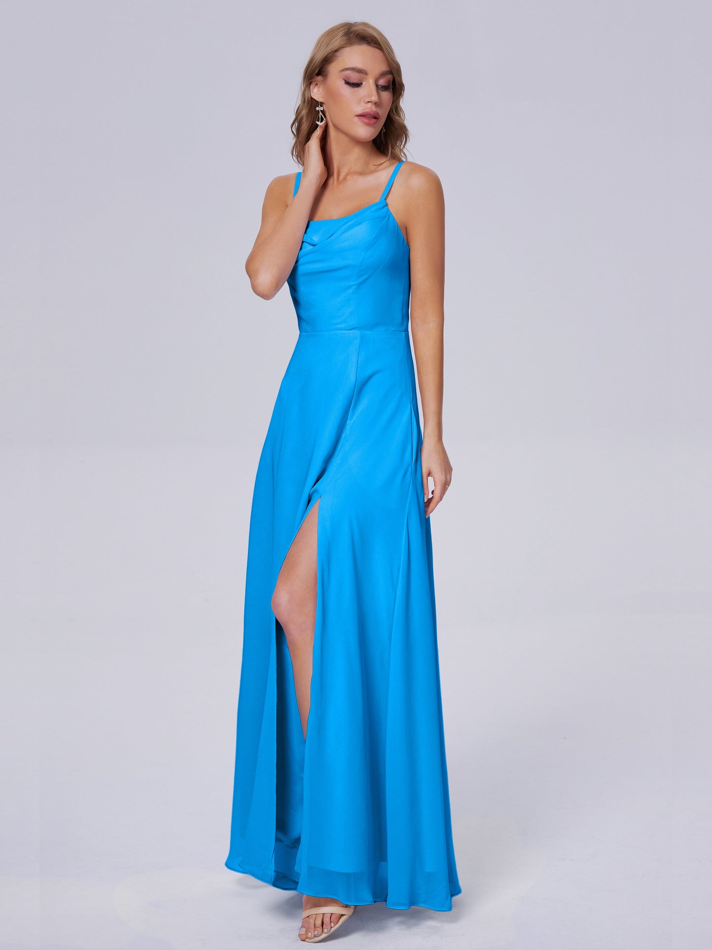 Reese Modest Split Chiffon Long Bridesmaid Dresses