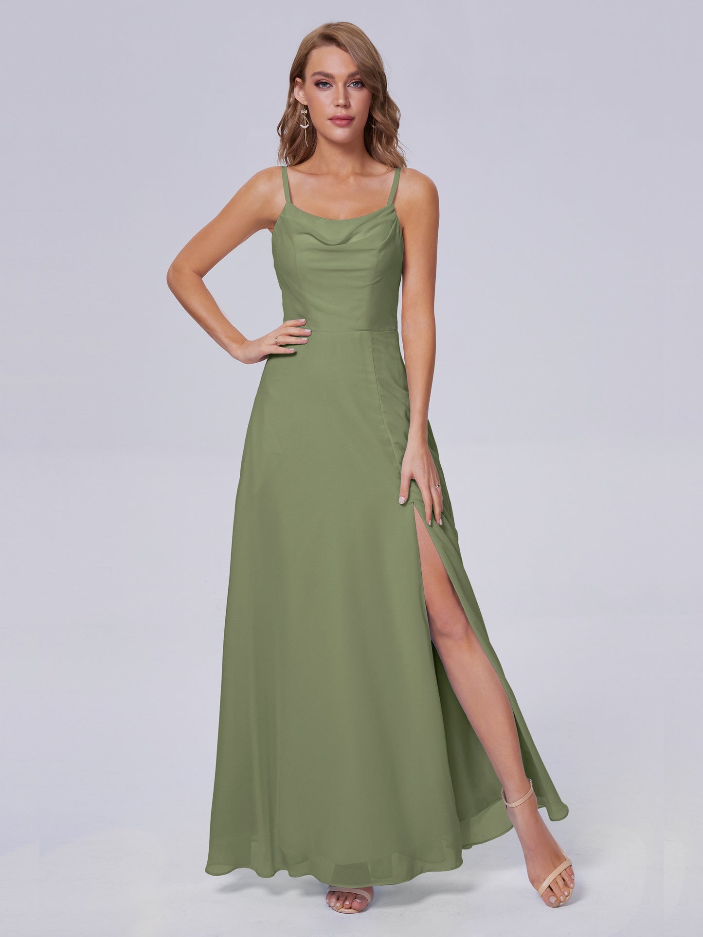 Reese Modest Split Chiffon Long Bridesmaid Dresses