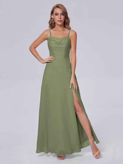 Reese Modest Split Chiffon Long Bridesmaid Dresses