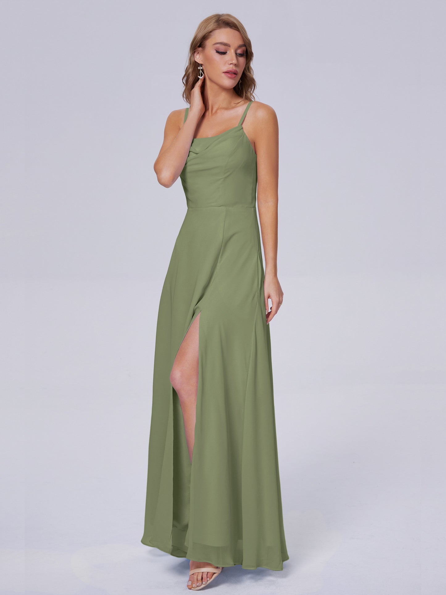 Reese Modest Split Chiffon Long Bridesmaid Dresses