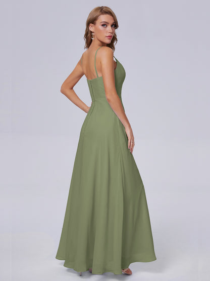 Reese Modest Split Chiffon Long Bridesmaid Dresses