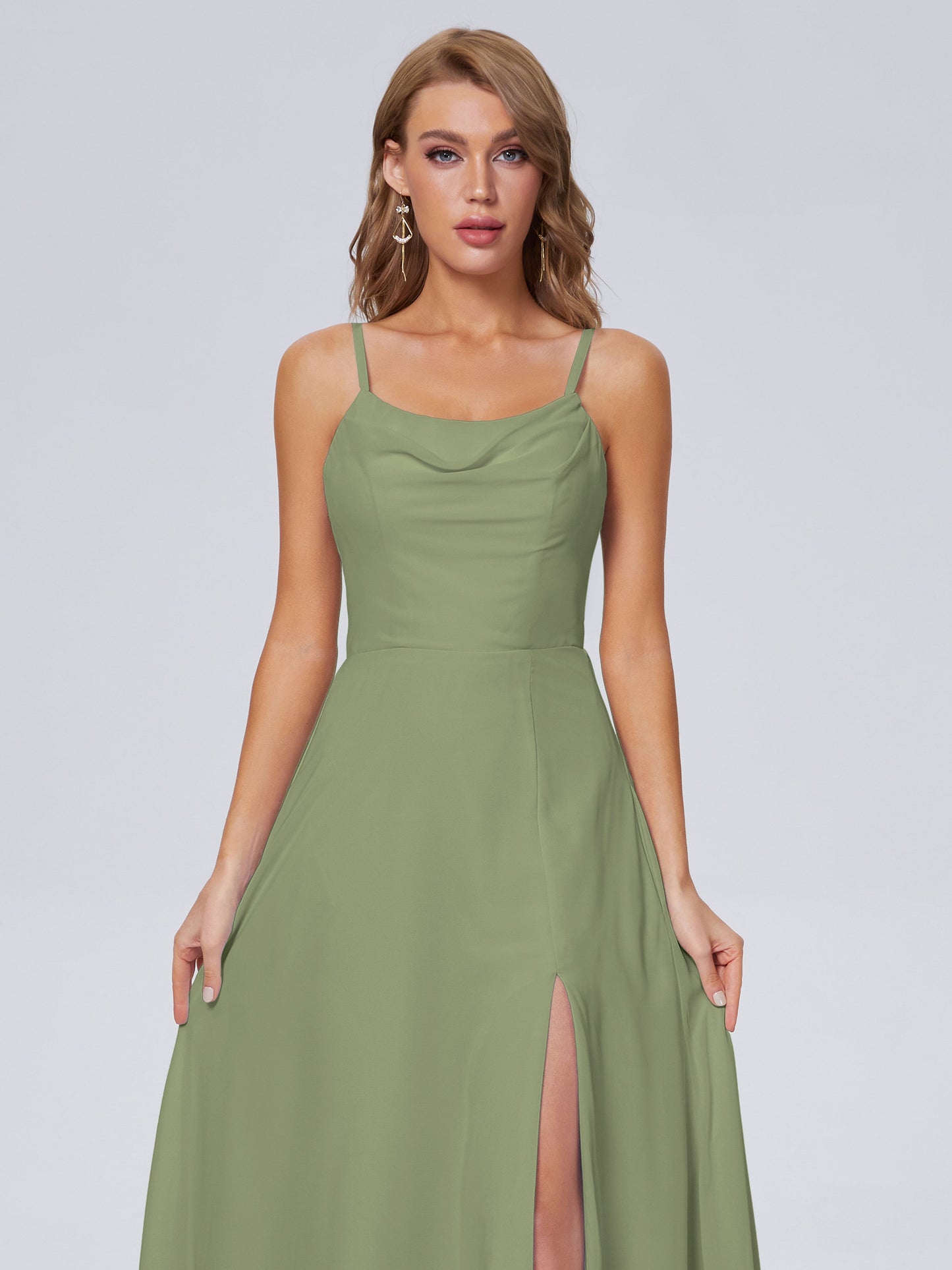 Reese Modest Split Chiffon Long Bridesmaid Dresses