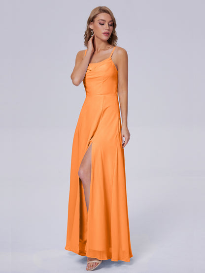 Reese Modest Split Chiffon Long Bridesmaid Dresses