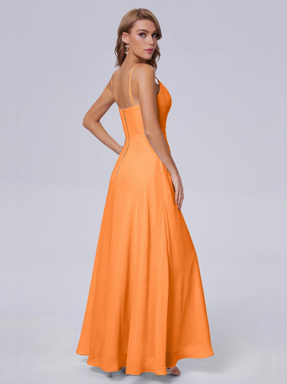 Reese Modest Split Chiffon Long Bridesmaid Dresses
