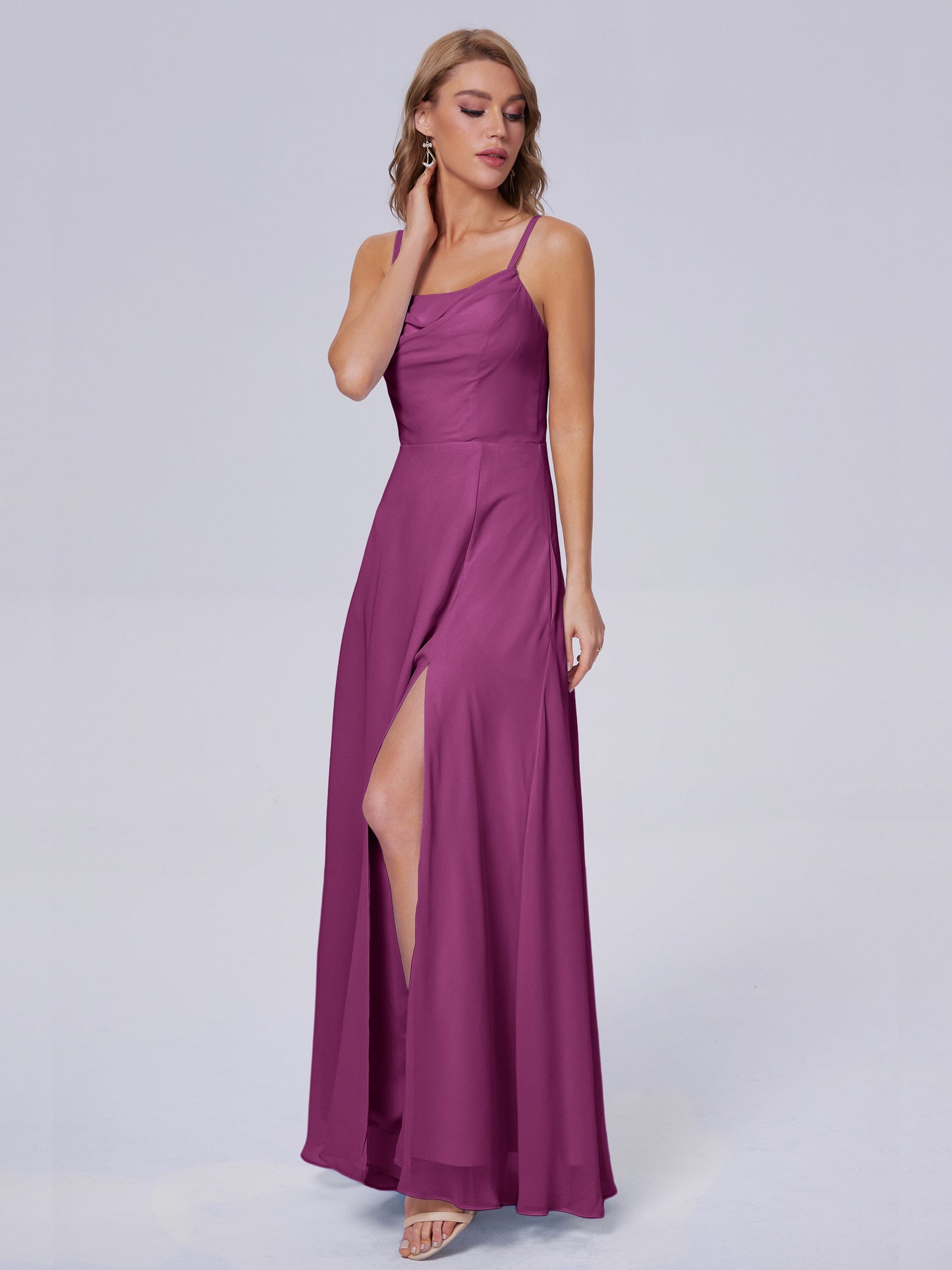 Reese Modest Split Chiffon Long Bridesmaid Dresses