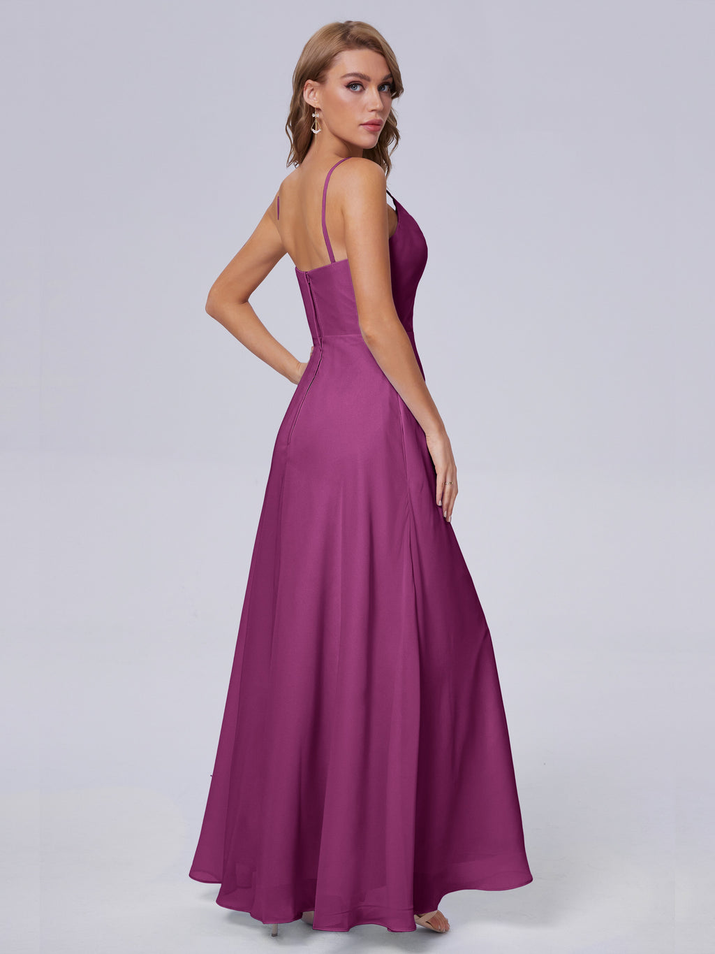 Reese Modest Split Chiffon Long Bridesmaid Dresses