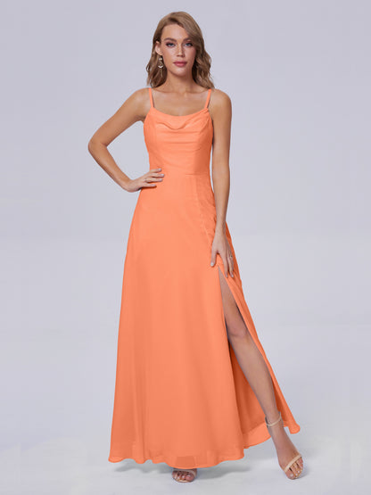 Reese Modest Split Chiffon Long Bridesmaid Dresses