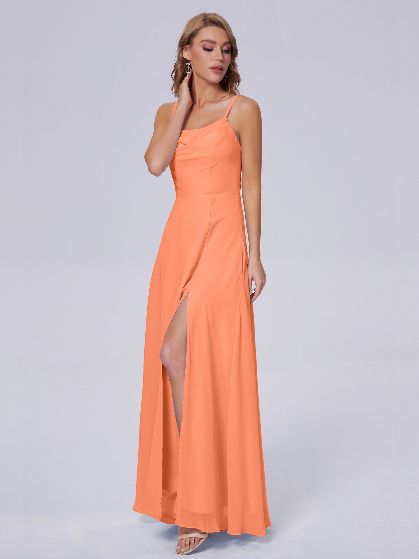 Reese Modest Split Chiffon Long Bridesmaid Dresses